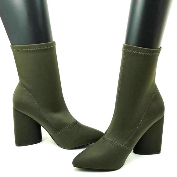 Cape Robbin Walk Away Army Green Stretched Ankle Boots Size 8 - Picture 11 of 12